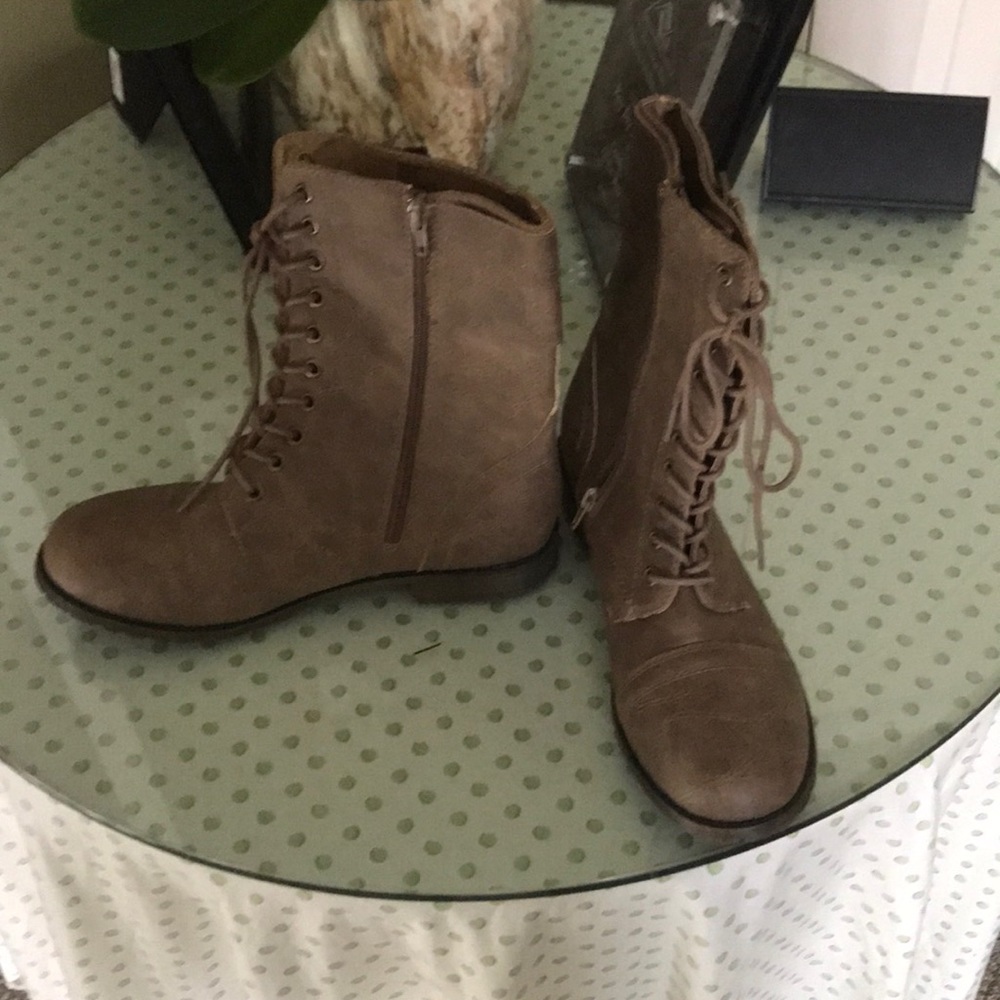 Brown combat boots
